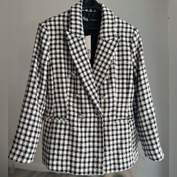 Zara Plaid Double Breasted Blazer New - Picture 6 of 6